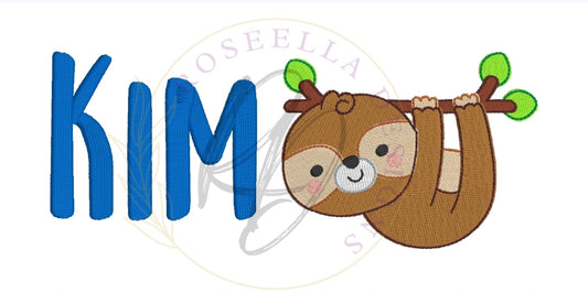 Personalised Embroidered Hanging Sloth Bath Towel