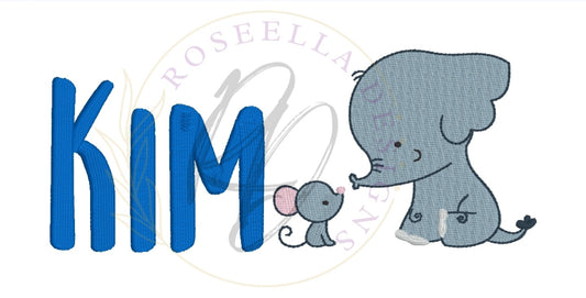 Personalised Embroidered Elephant & Mouse Towel