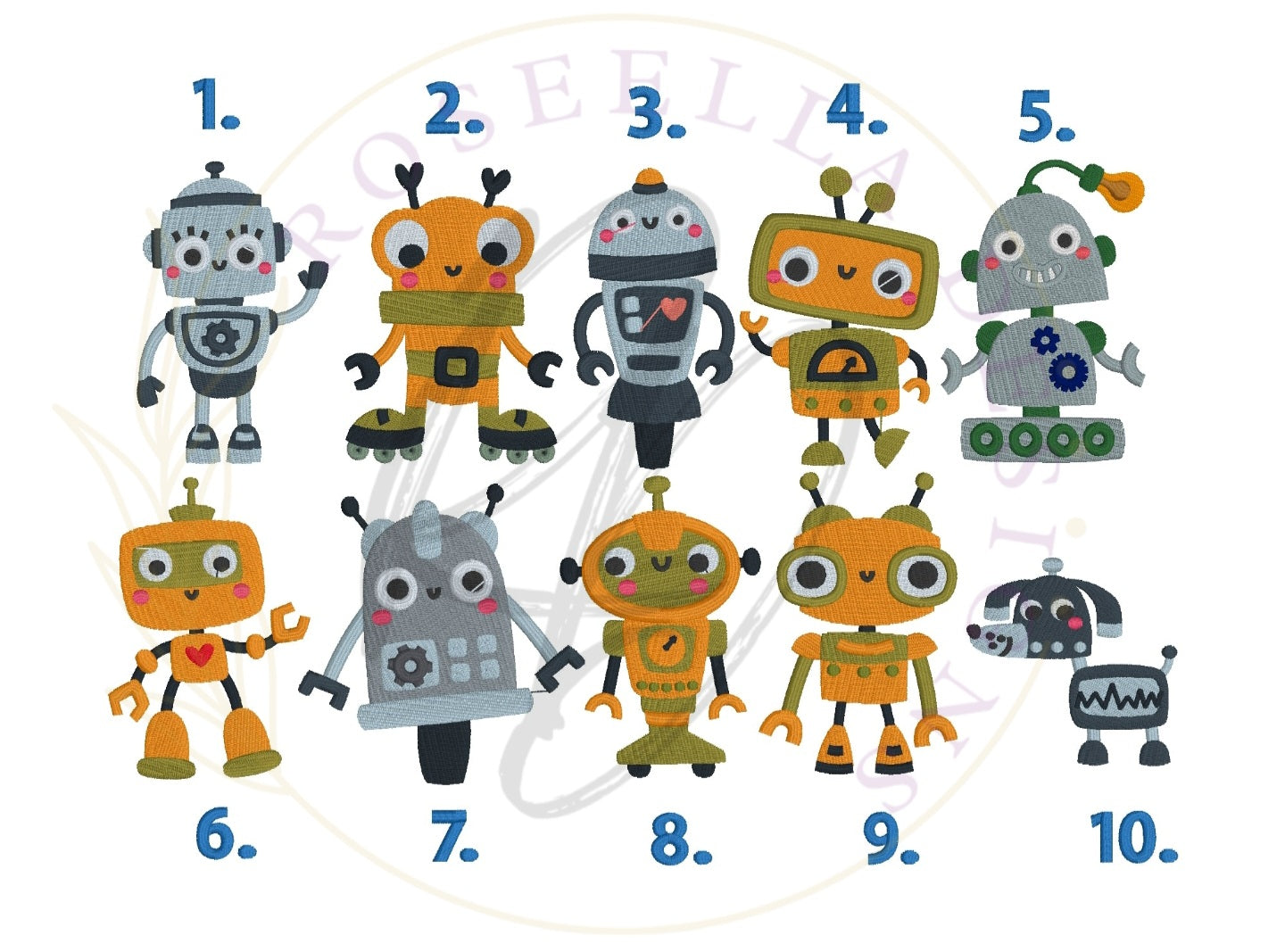 Personalised Embroidered Robot Bath Towel (10 Design Options)