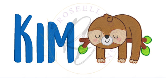 Personalised Embroidered Sleepy Sloth Bath Towel