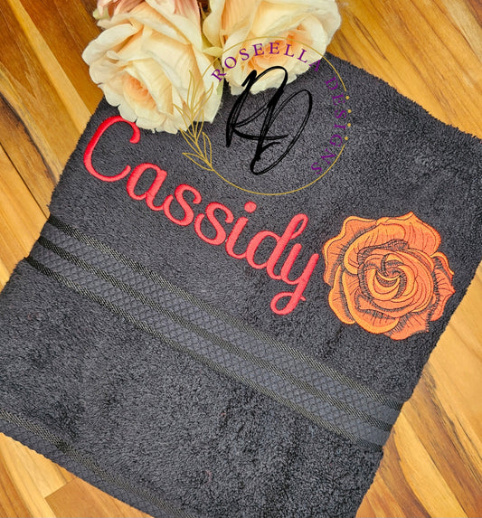 Personalised Embroidered Rose Bath Towel