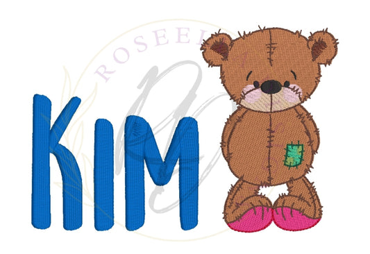 Personalised Embroidered Patchy Teddy Bath Towel