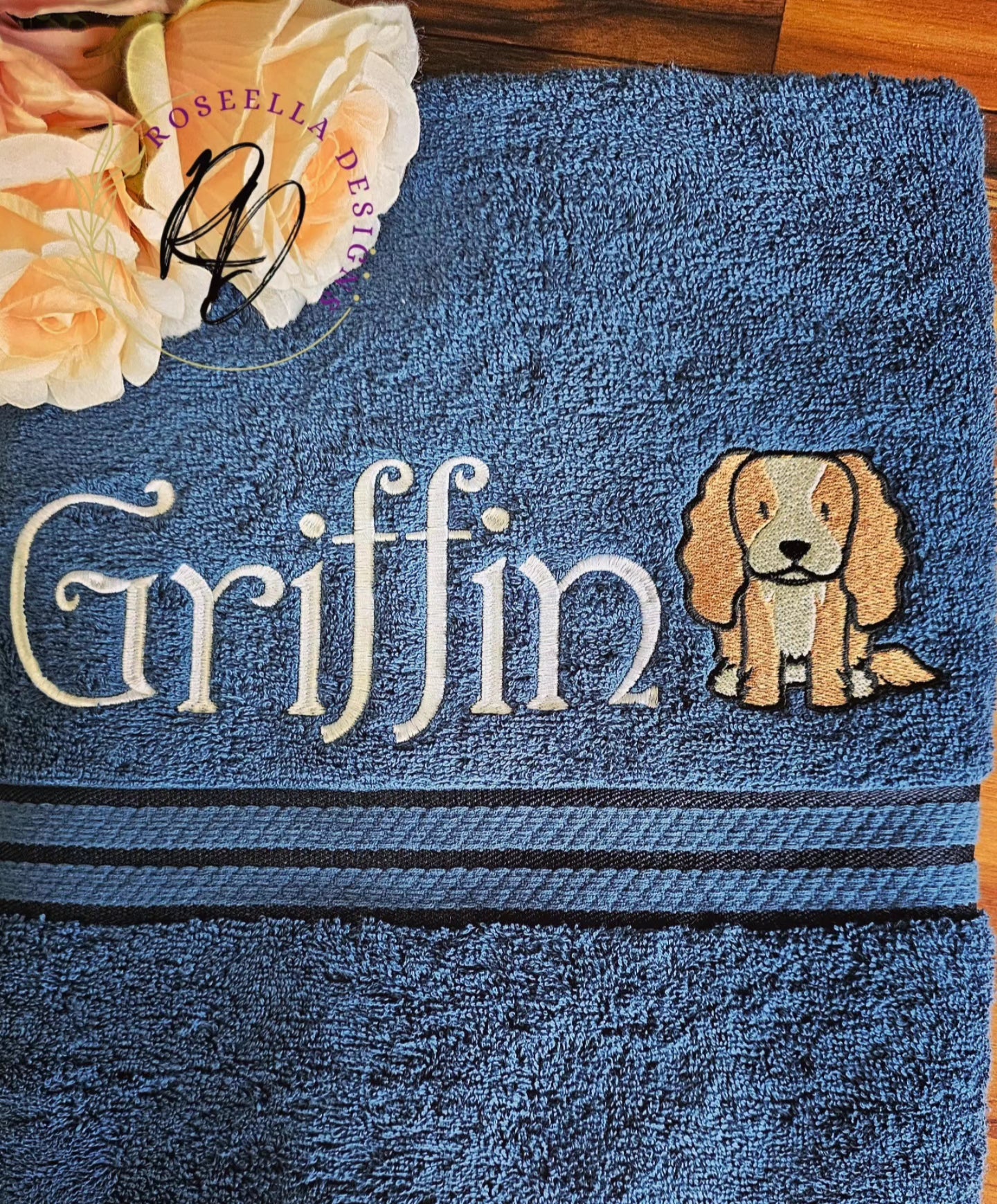 Personalised Embroidered Cavalier Bath Towel