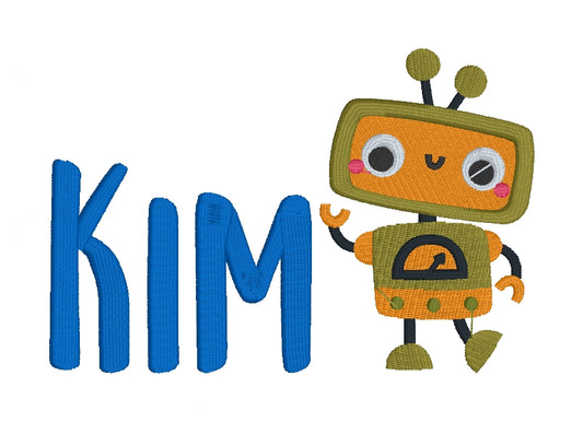Personalised Embroidered Robot Bath Towel (10 Design Options)
