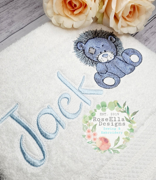 Personalised Embroidered Lion Bath Towel
