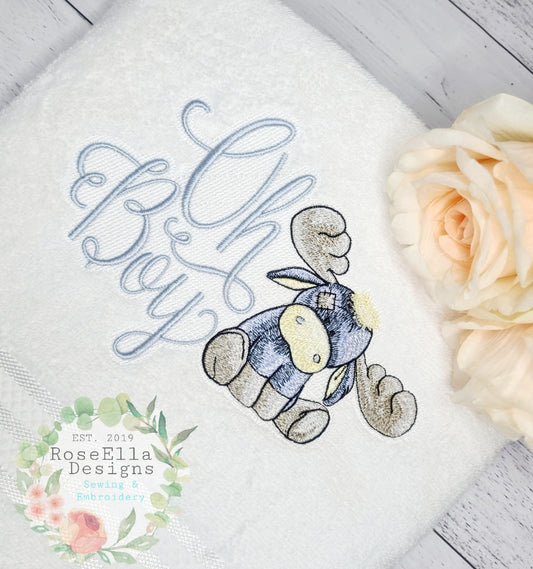 "Oh Boy" Moose Embroidered Bath Towel