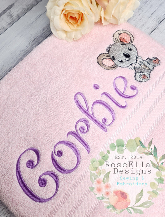 Personalised Embroidered Koala Bath Towel