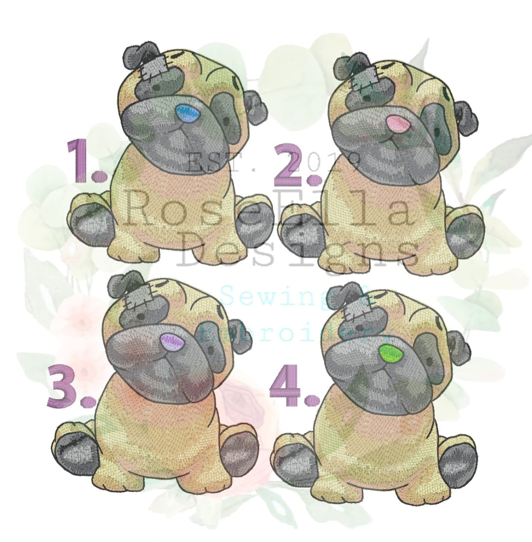 Personalised Embroidered Pug Bath Towel (4 Design Colour Options)
