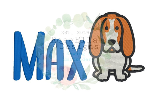 Personalised Embroidered Basset Hound Bath Towel