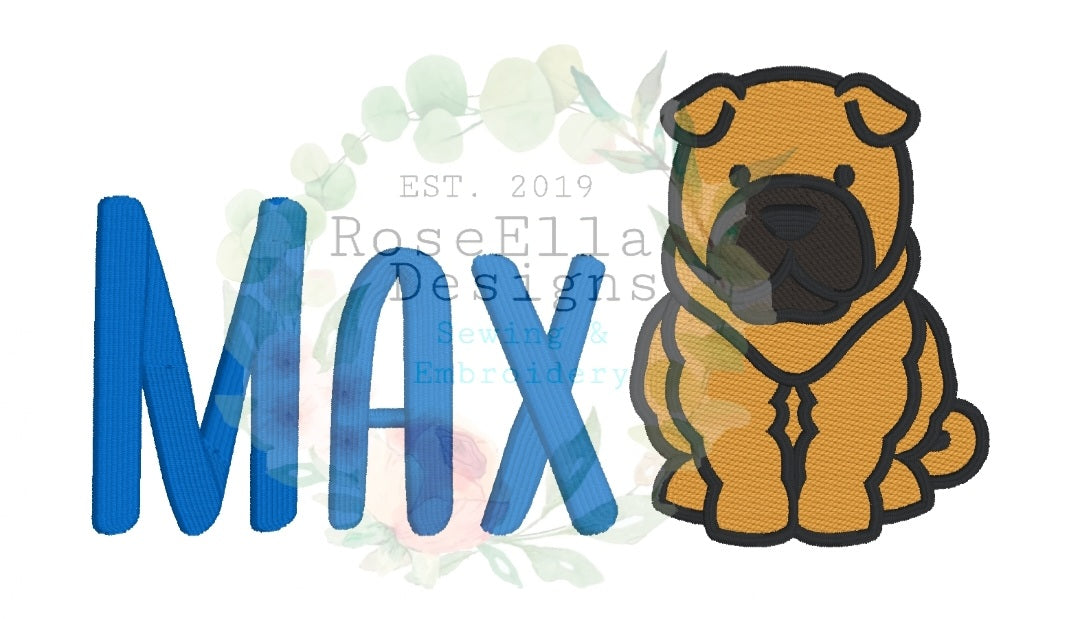 Personalised Embroidered Shar Pei Bath Towel