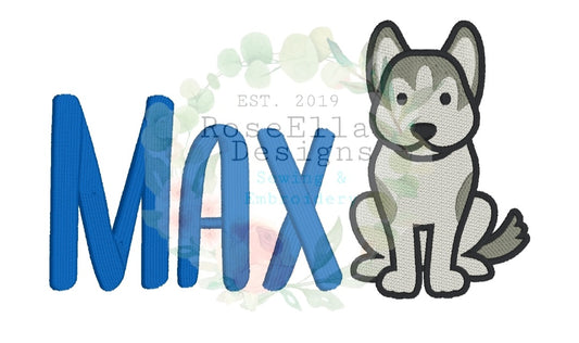 Personalised Embroidered Husky Bath Towel