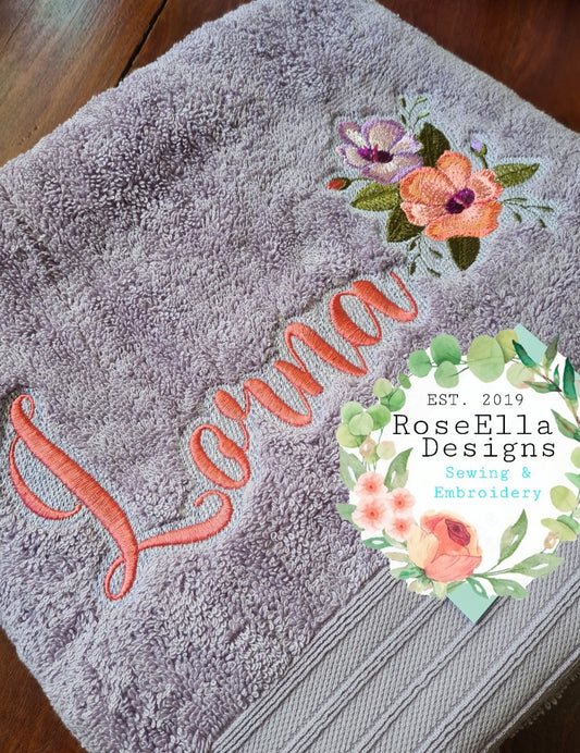 Personalised Embroidered Sturt's Dessert Rose Bath Towel