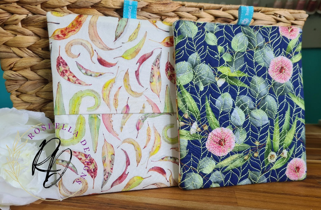 Quilted Eucalyptus Potholder / Trivet