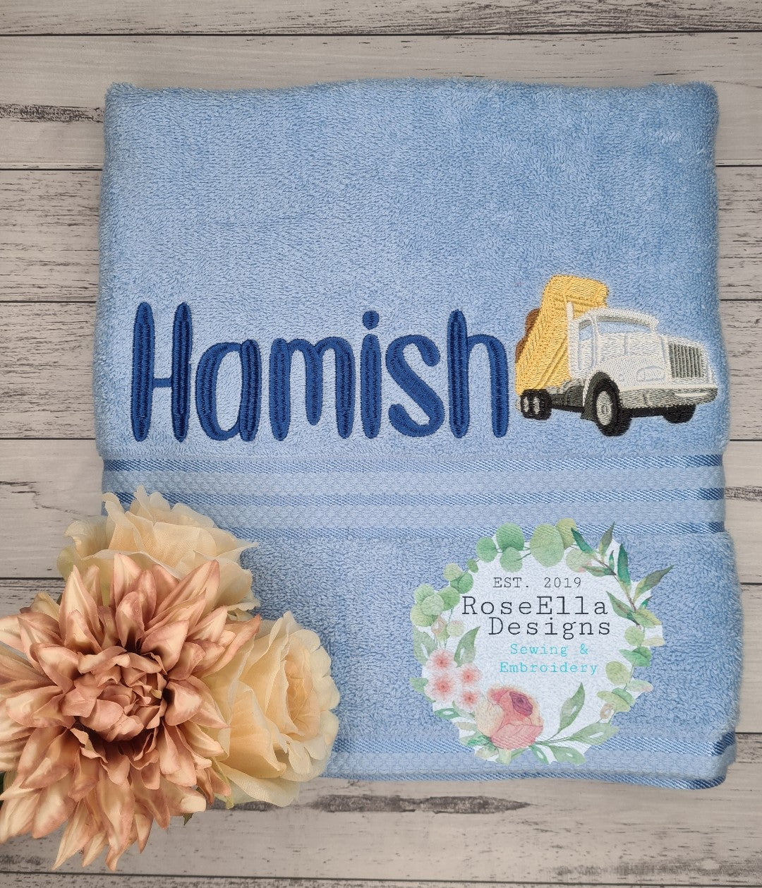 Personalised Embroidered Machinery Bath Towel (6 Design Options)